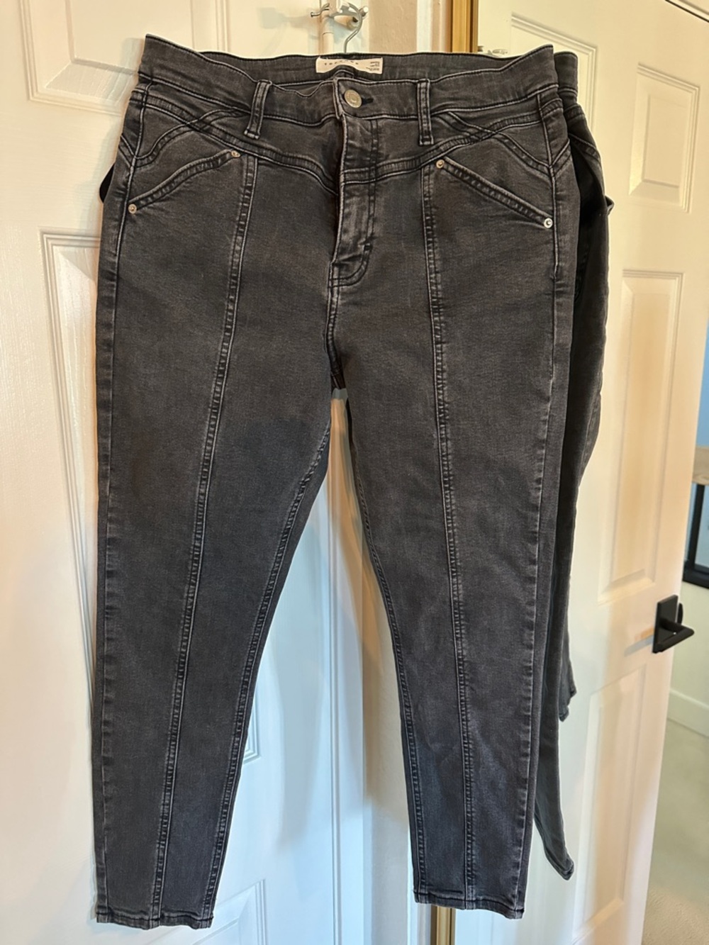 Topshop Jamie Women's High-Waist Slim Jeans - Charcoal Gray 32 W 30 L